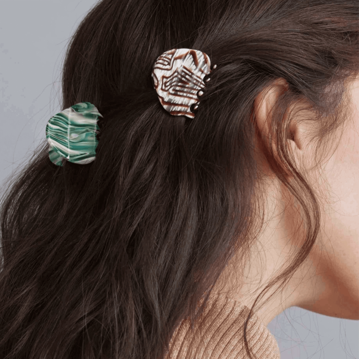 AGATE HAIR CLAW - GREEN